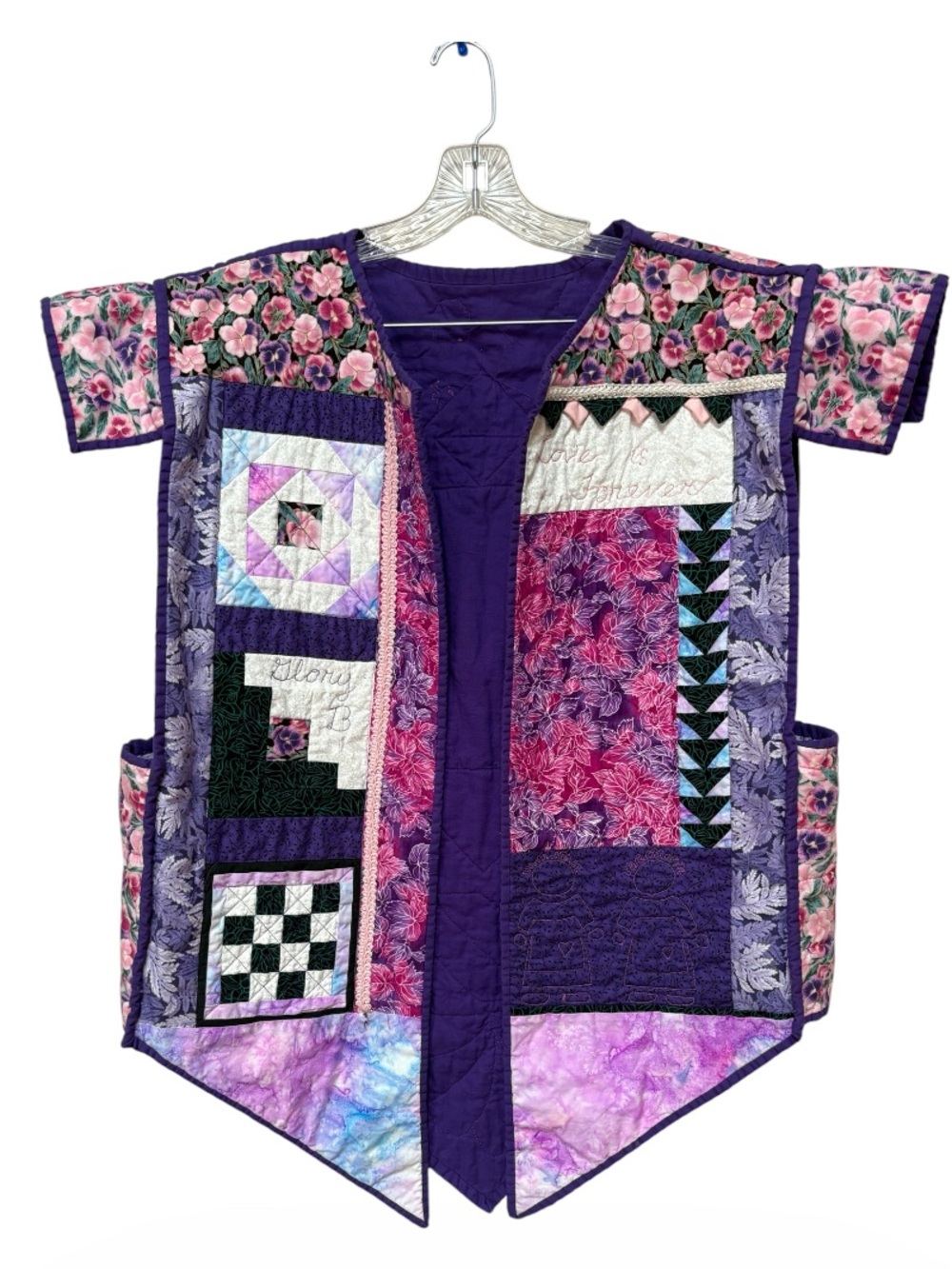 OOAK Handmade Quilted Wearable Art Vest Floral Patchwork M/L Grandmacore
